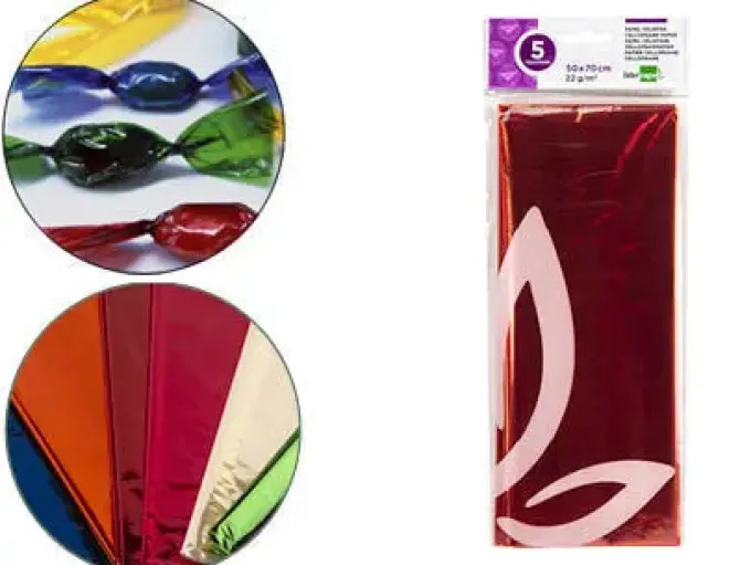 LIDERPAPEL PAPEL CELOFAN 5 HOJAS 050CMX070CM NARANJA CS75022