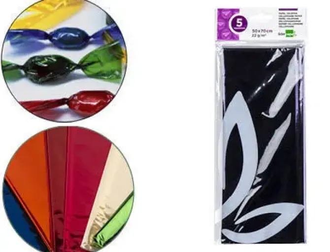 LIDERPAPEL PAPEL CELOFAN 5 HOJAS 050CMX070CM VIOLETA CS75023