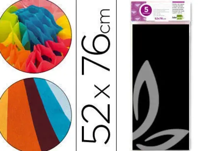LIDERPAPEL PAPEL SEDA 5 HOJAS 052CMX076CM NEGRO CS36076
