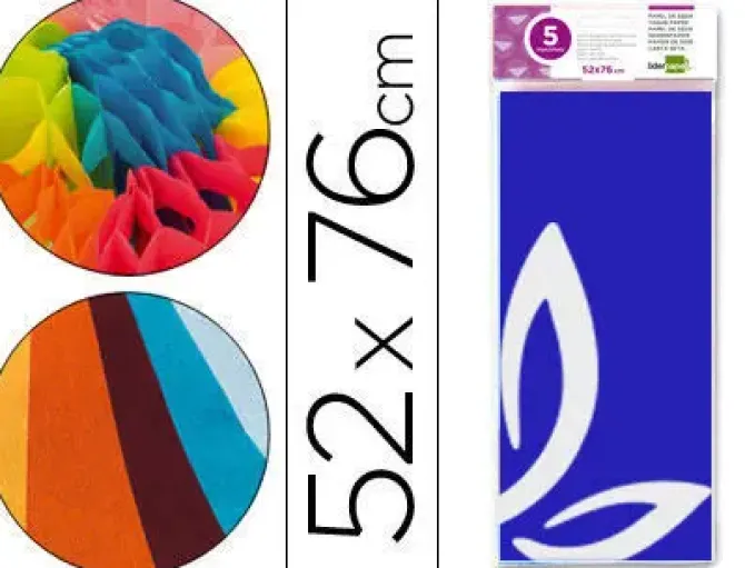 LIDERPAPEL PAPEL SEDA 5 HOJAS 052CMX076CM AZUL MEDIO CS36072