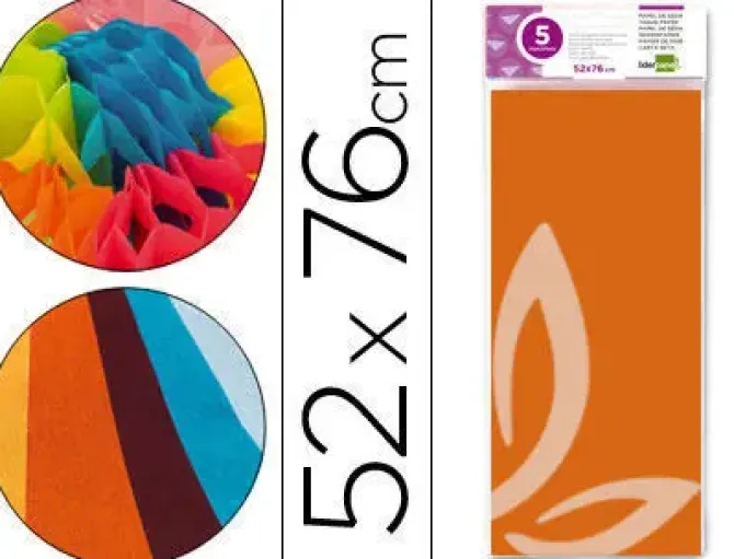 LIDERPAPEL PAPEL SEDA 5 HOJAS 052CMX076CM NARANJA CS36075