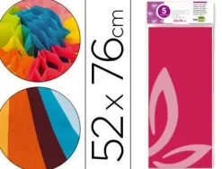 LIDERPAPEL PAPEL SEDA 5 HOJAS 052CMX076CM ROSA FUERTA FLUOR CS36080