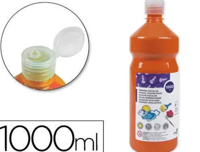 LIDERPAPEL TEMPERA LIQUIDA LAVABLE 1000 ML NARANJA CS59216