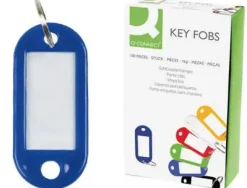 LLAVERO PORTAETIQUETAS Q-CONNECT EXPOSITOR DE 100 UNIDADES AZUL