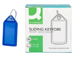 LLAVERO PORTAETIQUETAS Q-CONNECT PREMIUM COLOR AZUL CAJA DE 40 UNIDADES