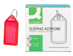 LLAVERO PORTAETIQUETAS Q-CONNECT PREMIUM COLOR ROJO CAJA DE 40 UNIDADES