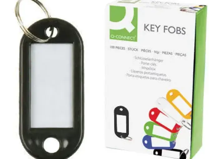 LLAVERO PORTAETIQUETAS Q-CONNECT EXPOSITOR DE 100 UNIDADES NEGRO