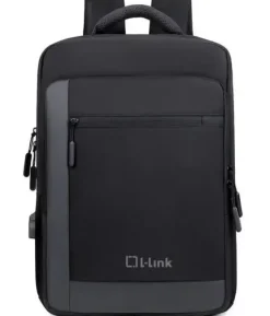 L-LINK MOCHILA PARA PORTATIL 15.6 - BOLSILLO EXTERIOR - PUERTO USB EXTERIOR PARA CARGA - INTERIOR COMPARTIMENTADO - COBERTURA EXTERIOR REPELENTE A AGUA - COLOR NEGRO/GRIS