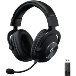 LOGITECH G PRO X AURICULARES GAMING INALAMBRICOS DTS 7.1 CON MICROFONO - TECNOLOGIA LIGHTSPEED - MICROFONO FLEXIBLE - DIADEMA AJUSTABLE - ALMOHADILLAS ACOLCHADAS - ALTAVOCES DE 50MM - COLOR NEGRO