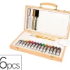 MALETIN DE PINTURAS ACRILICAS DALER ROWNEY MADERA 26 PIEZAS 334X204X50 MM
