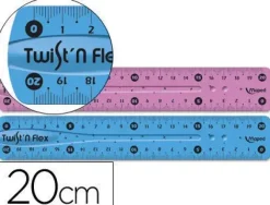 MAPED TWIST´N FLEX REGLA DE 20 CM. FLEXIBLE - IRROMPIBLE - DOBLE GRADUACION - BLISTER DE 1 UDS. - COLORES SURTIDOS: AZUL, ROSA Y VERDE