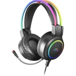 MARS GAMING AURICULARES GAMING CON MICROFONO FLEXIBLE - ILUMINACION RGB - DIADEMA AJUSTABLE - ALMOHADILLAS ACOLCHADAS - CONTROL EN AURICULAR - CABLE DE 1.80M - COLOR NEGRO