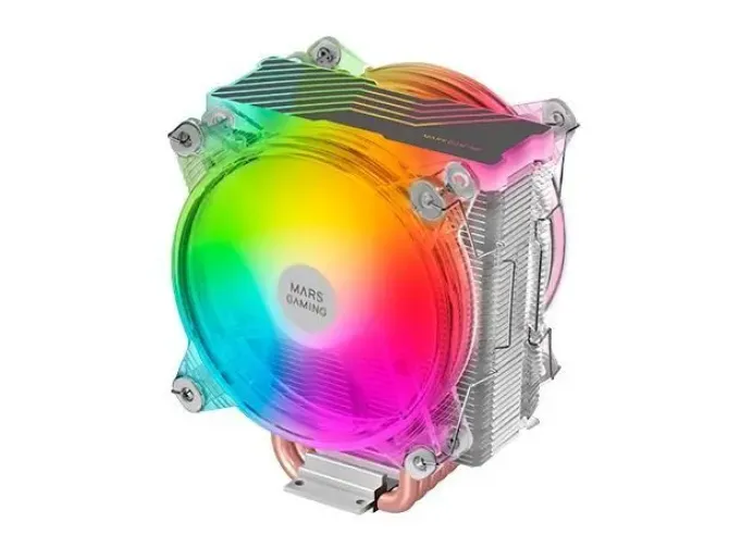 MARS GAMING DOBLE VENTILADOR CPU 120MM CON DISIPADOR - ILUMINACION ARGB - HASTA 220W - VELOCIDAD MAX. 1600RPM - 6 HEATPIPES