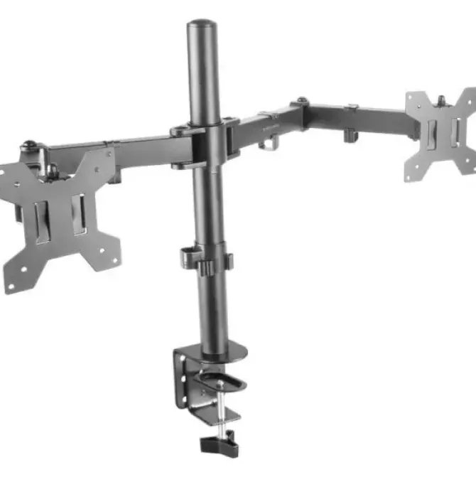 MARS GAMING MARM2 SOPORTE MONITOR DUAL - BRAZOS ARTICULADOS - GESTION DE CABLEADO - AJUSTE DE ALTURA - ESTRUCTURA ROBUSTA - ROTACION 360º - COLOR NEGRO