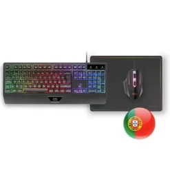MARS GAMING MCP124 COMBO GAMING 3EN1 - TECLADO H-MECH RGB - RATON 3200 DPI SWITCHES HUANO - ALFOMBRILLA NANOTEXTIL RAINBOW - MULTIPLATAFORMA - COLOR NEGRO