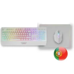 MARS GAMING MCP124 COMBO GAMING 3EN1 - TECLADO H-MECH RGB - RATON RGB SWITCHES HUANO - ALFOMBRILLA NANOTEXTIL RAINBOW - COMPATIBILIDAD MULTIPLATAFORMA - COLOR BLANCO