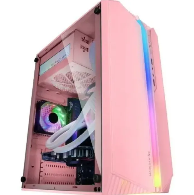 MARS GAMING MC-S1 CAJA COMPACTA GAMING - ILUMINACION ARGB 12 MODOS - VENTANA LATERAL COMPLETA - VENTILADOR FRGB INCLUIDO - COMPATIBLE MICRO-ATX/MINI-ITX - COLOR ROSA