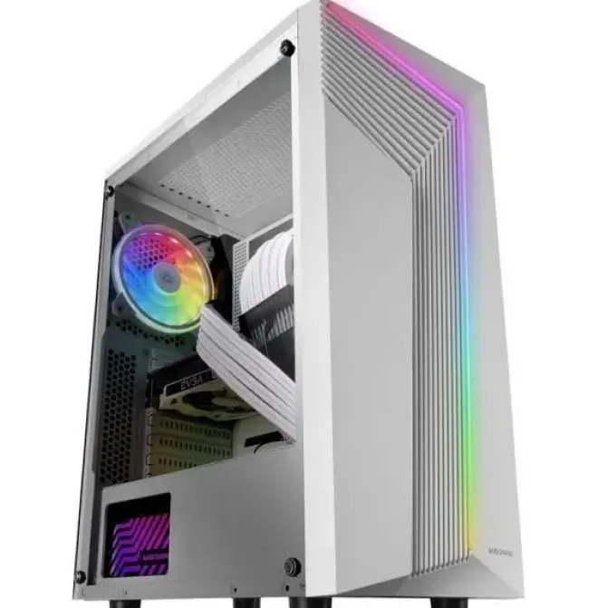 MARS GAMING MC-X7 SEMITORRE GAMING - ILUMINACION ARGB 12 MODOS - SOPORTE REFRIGERACION LIQUIDA 240MM - VENTANA LATERAL COMPLETA - GRAN CAPACIDAD INTERNA - COLOR BLANCO