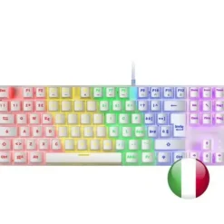 MARS GAMING MK80 TECLADO GAMING MECANICO - COMPACTO TKL - ILUMINACION RGB - TECLAS IMBORRABLES - SWITCHES ANTIPOLVO - MULTIPLATAFORMA - ANTI-GHOSTING AVANZADO - ITALIANO - COLOR BLANCO