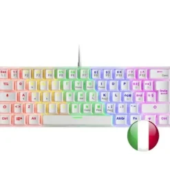MARS GAMING MK60 TECLADO GAMING MECANICO - ULTRA-COMPACTO 60% - ILUMINACION RGB - SWITCHES ANTIPOLVO - TECLAS IMBORRABLES - MULTIPLATAFORMA - ITALIANO - COLOR BLANCO