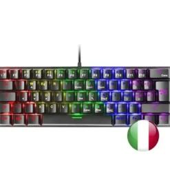 MARS GAMING MK60 TECLADO GAMING MECANICO - ULTRA-COMPACTO 60% - SWITCHES ANTIPOLVO - ILUMINACION RGB - ANTI-GHOSTING AVANZADO - MULTIPLATAFORMA - ITALIANO - COLOR NEGRO