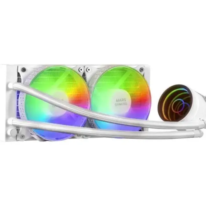 MARS GAMING ML-ONE240 KIT DE REFRIGERACION LIQUIDA - POTENCIA 400W - ESPEJO INFINITO FRGB - BOMBA OPTI-CHAMBER - VENTILADORES SILENCIOSOS FDB - COMPATIBILIDAD UNIVERSAL - COLOR BLANCO
