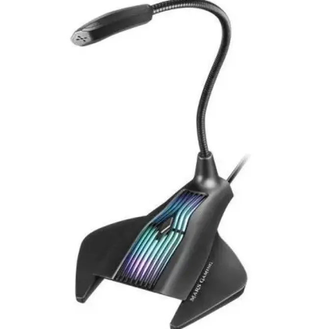 MARS GAMING MMIC MICROFONO DE MESA CON CUELLO FLEXIBLE USB - ILUMINACION RGB - BOTON SILENCIO - CABLE DE 1.50M