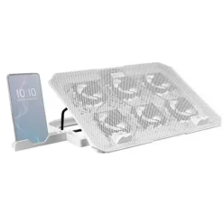 MARS GAMING MNBC23 BASE DE REFRIGERACION - 6 VENTILADORES LED AZUL - STAND AJUSTABLE - ESTRUCTURA ROBUSTA - SOPORTE SMARTPHONE - 2 PUERTOS USB 2.0 - COLOR BLANCO