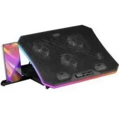 MARS GAMING MNBC6 BASE DE REFRIGERACION - ILUMINACION ARGB 10 MODOS - REJILLA METALICA - STAND ERGONOMICO 7 POSICIONES - 3 VENTILADORES CON PANEL LCD - 2 PUERTOS USB 2.0 - COLOR NEGRO