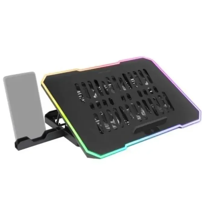 MARS GAMING MNBC7 BASE REFRIGERADORA - 6 VENTILADORES CONTROLABLES - ALTURA REGULABLE - SOPORTE MOVIL INTEGRADO - 2 PUERTOS USB 2.0 - COLOR NEGRO