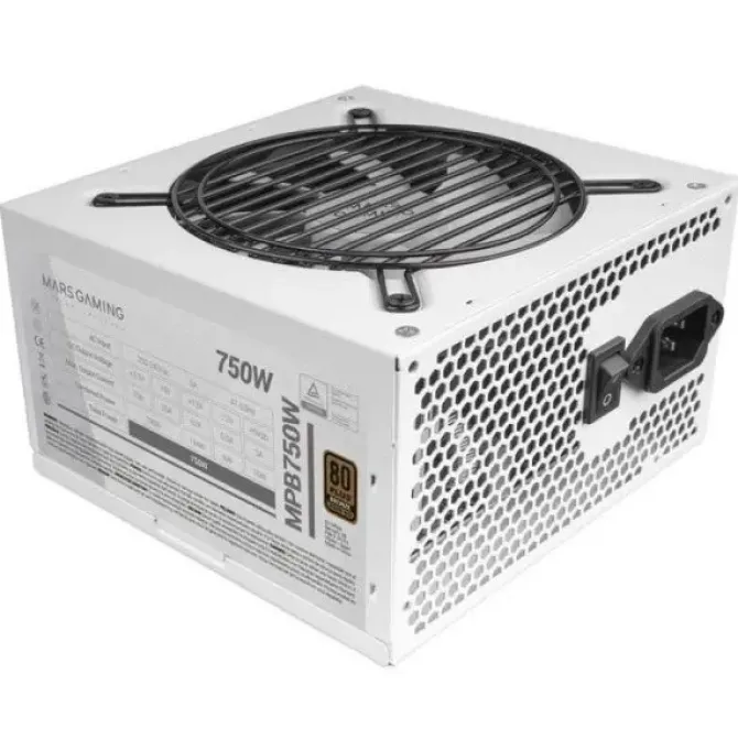 MARS GAMING MPB750 FUENTE DE ALIMENTACION - 750W - 80PLUS BRONZE - AI-RPM SILENCIOSO - CABLES PLANOS - PROTECCION AVANZADA - CERTIFICACION TÜV RHEINLAND - COLOR BLANCO