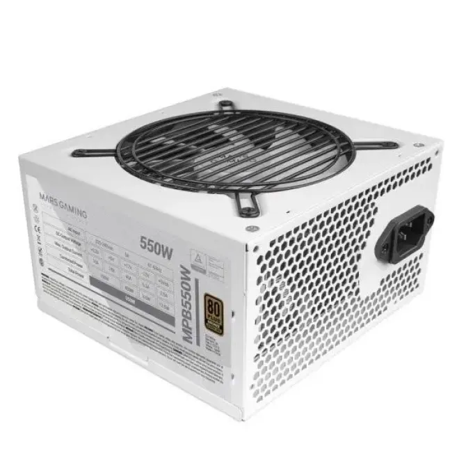 MARS GAMING MPB550 FUENTE DE ALIMENTACION - 550W - EFICIENCIA 90% - CERTIFICADO 80PLUS BRONZE - TECNOLOGIA AI-RPM SILENCIOSA - CABLES PLANOS EXTRA LARGOS - COLOR BLANCO