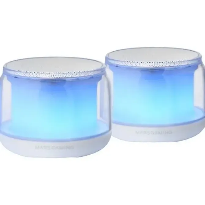 MARS GAMING MS-AURA ALTAVOCES BLUETOOTH RGB - SONIDO ENVOLVENTE 15W - DSP PERSONALIZADO - ILUMINACION RGB 360º - BLUETOOTH 5.3 - CONEXION JACK - CONTROL INTUITIVO - COLOR BLANCO