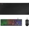 MARS GAMING PACK PREMIUM 3 EN 1 TECLADO HIBRIDO H-MECH, RATON ULTRA LIGERO 10K Y ALFOMBRILLA XXL - COMPATIBILIDAD UNIVERSAL - TECNOLOGIA H-MECH - ILUMINACION FRGB RAINBOW - SENSOR OPTICO 10000 DPI - S