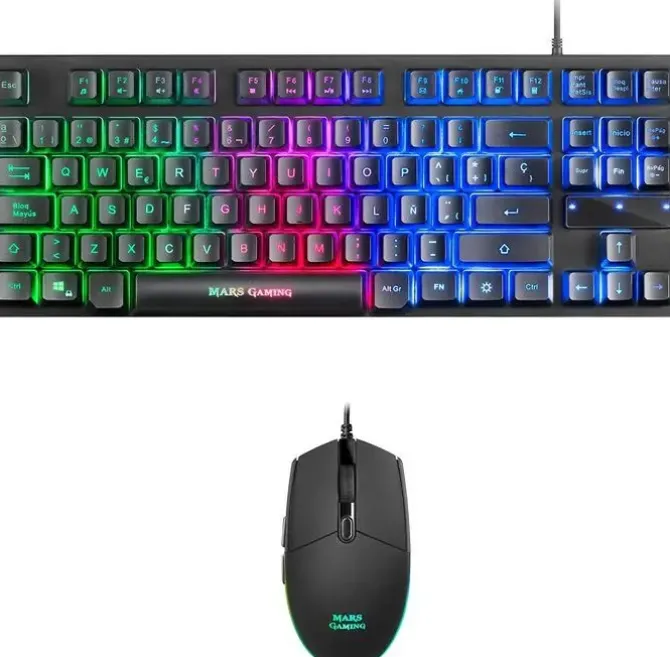 MARS GAMING PACK TECLADO FORMATO TKL + RATON 3200DPI 6 BOTONES - CONECTIVIDAD USB - ILUMINACION RGB - ANTIGHOSTING