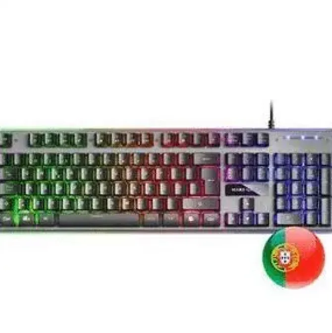 MARS GAMING TECLADO GAMING MK220 - TECNOLOGIA H-MECH - ILUMINACION FRGB RAINBOW - PANEL DE ALUMINIO - BASE DE ABS REFORZADO - PORTUGUES - COLOR NEGRO