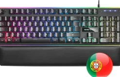 MARS GAMING TECLADO MK320 - 439X135X37MM - H-MECH, ILUMINACION RGB, REPOSAMUÑECAS ACOLCHADO - ERGONOMIA Y PRESTACIONES PROFESIONALES - COLOR NEGRO