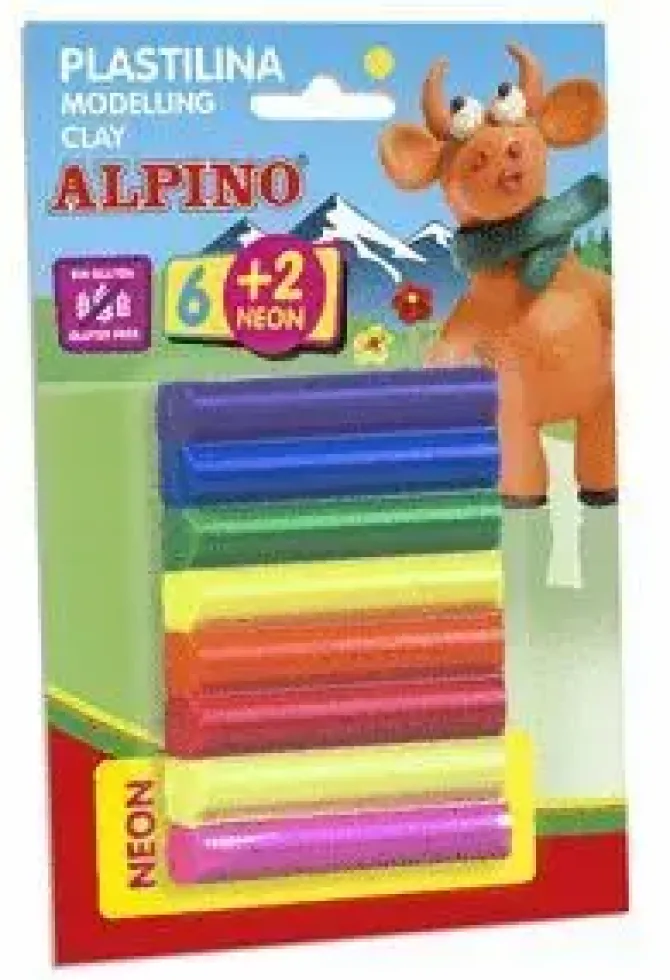 MASATS PLASTILINA ALPINO BLISTER 6 + 2 BARRAS 12 GRS