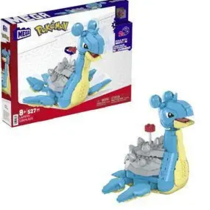 MATTEL MEGA CONSTRUX WONDER BUILDERS POKEMON LAPRAS - FIGURA DE CONSTRUCCION - TAMAÑO 20CM APROX. - 527 PIEZAS