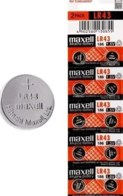 MAXELL PACK DE 10 PILAS ALCALINAS DE BOTON LR43 1.5V