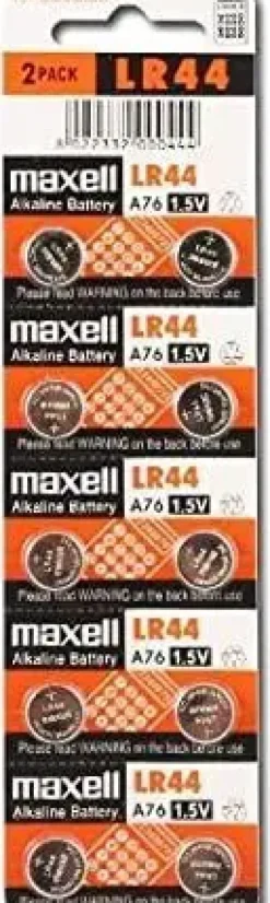MAXELL PACK DE 10 PILAS ALCALINAS DE BOTON LR44 1.5V