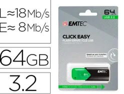 MEMORIA EMTEC USB 3.2 CLICK EASY 64 GB VERDE