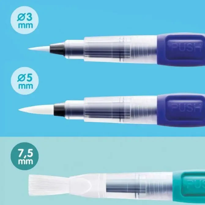 MILAN 3 PINCELES CON DEPOSITO DE AGUA BOLI PINCEL WATERBRUSH SURTIDOS 04C403