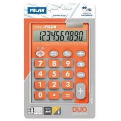 MILAN CALCULADORA 10 DIGITOS DUO - CALCULADORA DE SOBREMESA - TECLAS GRANDES - TECLA RECTIFICACION ENTRADA DE DATOS - COLOR NARANJA