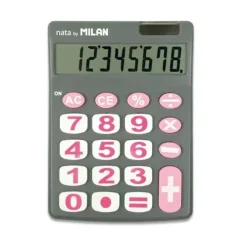 MILAN CALCULADORA DE SOBREMESA 8 DIGITOS - TECLAS GRANDES - APAGADO AUTOMATICO - COLOR GRIS Y ROSA