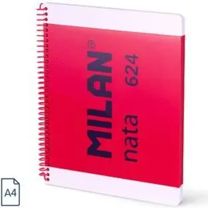 MILAN CUADERNO A4 ESPIRAL TAPA DURA 80H LISO MILAN NATA