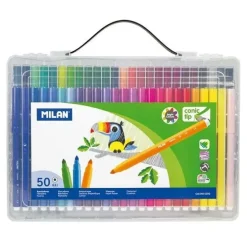 MILAN MALETIN DE 50 ROTULADORES DE PUNTA CONICA - PUNTA 5 MM - TINTA A BASE DE AGUA - MEZCLABLE ENTRE SI - COLORES SURTIDOS
