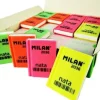 MILAN NATA 2036 GOMA DE BORRAR RECTANGULAR - PLASTICO - SUAVE - DISEÑO LIBRO - COLORES FLUORESCENTES SURTIDOS