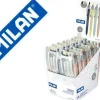 MILAN P1 SILVER EXPOSITOR DE 14 PACKS DE 4 BOLIGRAFOS DE BOLA RETRACTILES - PUNTA REDONDA 1MM - TACTO DE GOMA - COLORES SURTIDOS
