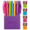 MILAN P1 TOUCH COLOURS PACK DE 24 BOLIGRAFOS DE BOLA RETRACTILES - PUNTA REDONDA 1.0 MM - TINTA CON BASE DE ACEITE - CUERPO DEL COLOR DE LA TINTA - COLORES SURTIDOS